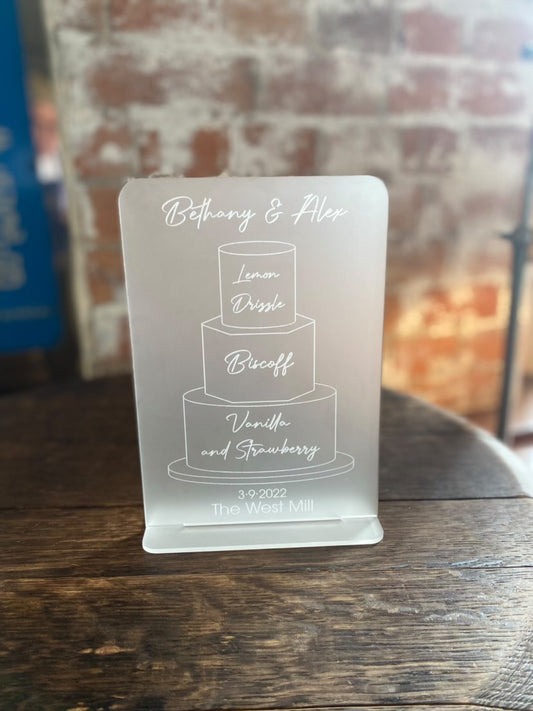 Laser Etched Custom Frosted Acrylic Cake Sign